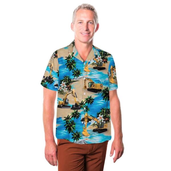 Caterpillar Excavator Button Up Hawaiian Shirt Caterpillar Excavator Button Up Hawaiian Shirt