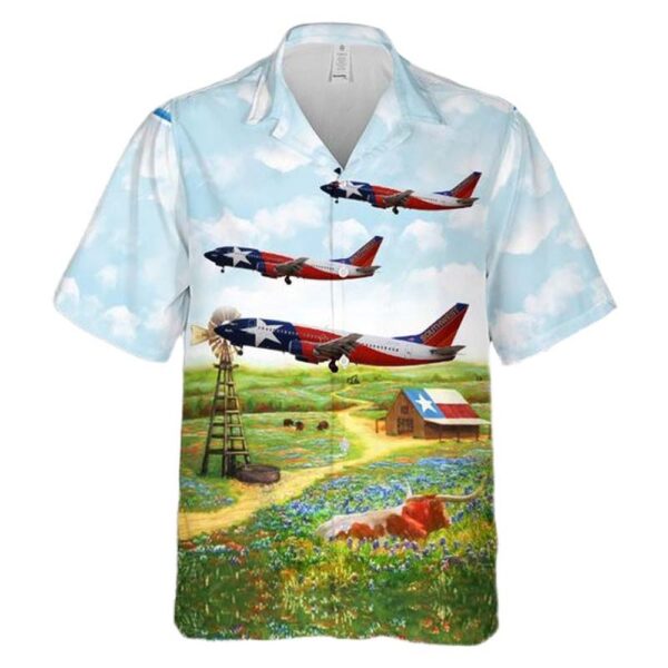 Southwest Airlines Boeing 737-300 (Texas Lone Star Livery) Button Up Hawaiian Shirt Southwest Airlines Boeing 737-300 (Texas Lone Star Livery) Button Up Hawaiian Shirt