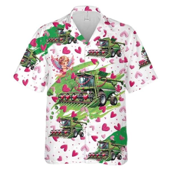 Valentine Combine Harvester Button Up Hawaiian Shirt Valentine Combine Harvester Button Up Hawaiian Shirt