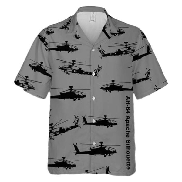 Boeing AH-64 Apache Silhouette Aloha Hawaiian Shirt