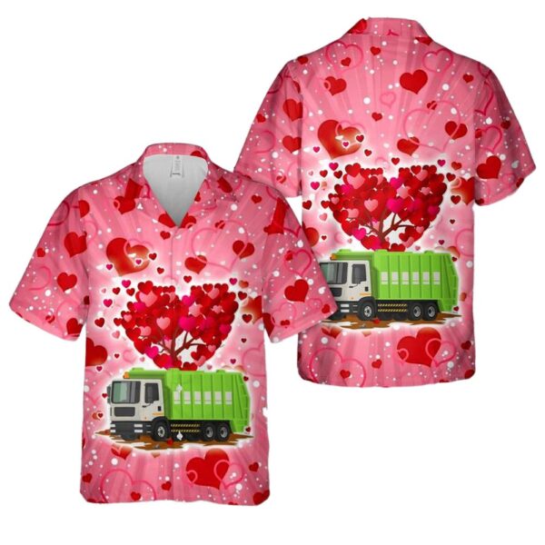 Garbage Truck Lover Heart Shape Garbage Truck Valentines Day Hawaiian Shirt Cheap Garbage Truck Lover Heart Shape Garbage Truck Valentines Day Hawaiian Shirt Cheap