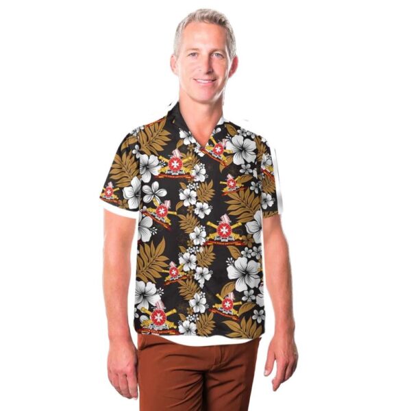 US Army – 14th Field Artillery w Br – Ribbon Hawaiian Shirt Man