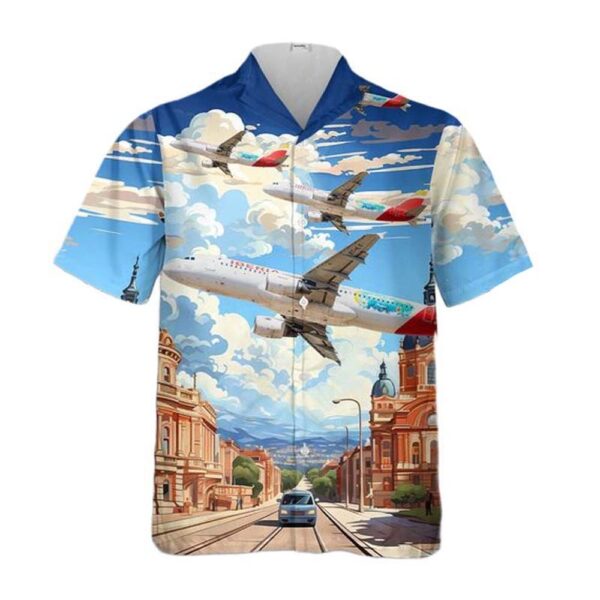Spain Iberia Airbus A320 Puerto Rico scheme Button Up Hawaiian Shirt