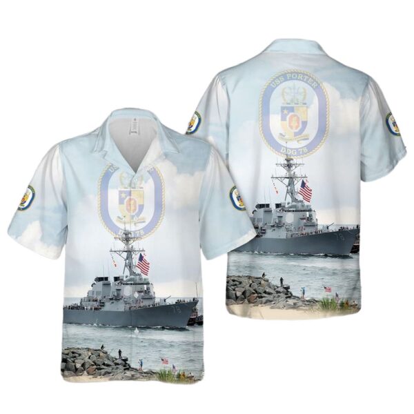 US Navy USS Porter (DDG-78) Cheap Hawaiian Shirt US Navy USS Porter (DDG-78) Cheap Hawaiian Shirt