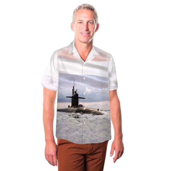 French Navy Triomphant-class submarine Button Up Hawaiian Shirt French Navy Triomphant-class submarine Button Up Hawaiian Shirt