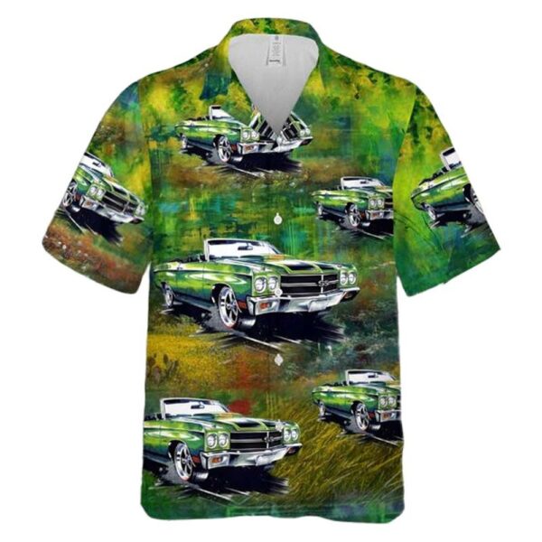 Green 1970 Chevrolet Chevelle SS-454 Convertible Button Up Hawaiian Shirt