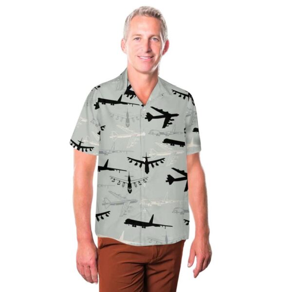 US Air Force Boeing B-52 Stratofortress Silhouettes Button Up Hawaiian Shirt US Air Force Boeing B-52 Stratofortress Silhouettes Button Up Hawaiian Shirt