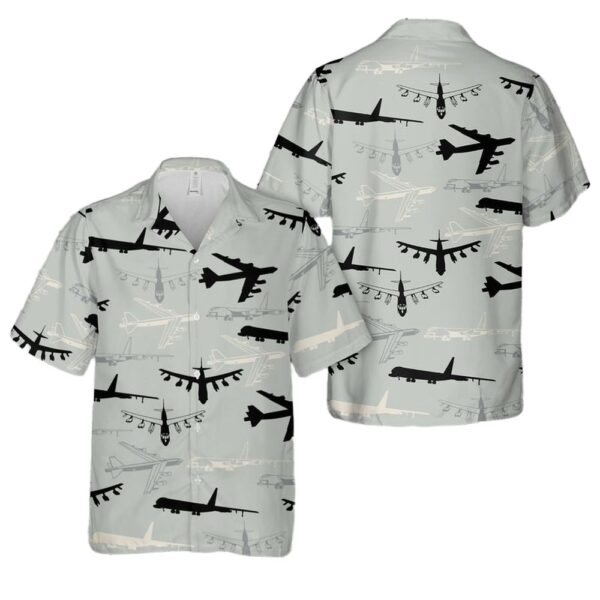 US Air Force Boeing B-52 Stratofortress Silhouettes Button Up Hawaiian Shirt US Air Force Boeing B-52 Stratofortress Silhouettes Button Up Hawaiian Shirt