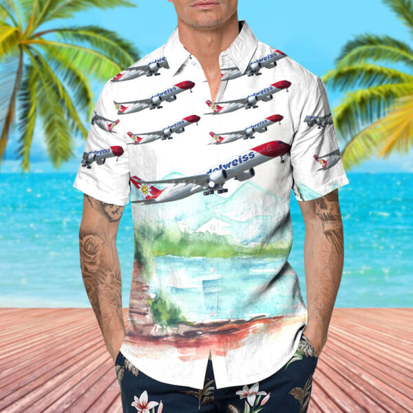 Airbus A350-941 Edelweiss Air Hawaiian Shirt Airbus A350-941 Edelweiss Air Hawaiian Shirt