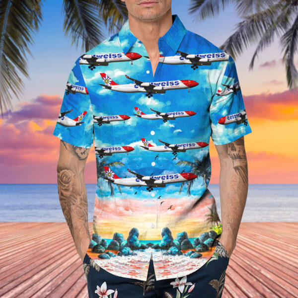 Airbus A340-313X Edelweiss Air Hawaiian Shirt Airbus A340-313X Edelweiss Air Hawaiian Shirt