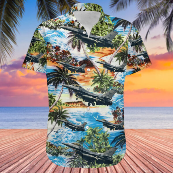 General Dynamics F-16C Fighting Falcon United States US Air Force (USAF) Hawaiian Shirt General Dynamics F-16C Fighting Falcon United States US Air Force (USAF) Hawaiian Shirt