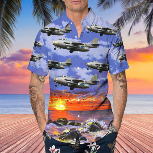 Saab J-29F Tunnan Swedish Air Force Historic Flight Hawaiian Shirt