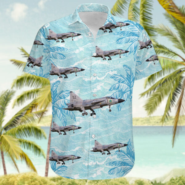 Saab AJS37 Viggen Swedish Air Force Historic Flight Hawaiian Shirt