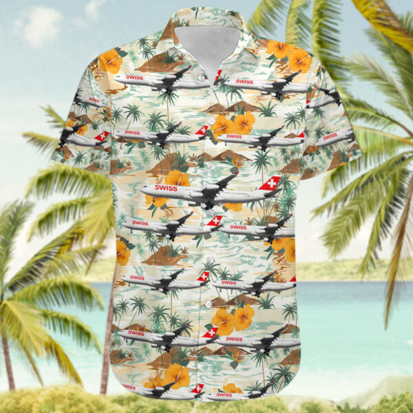 Airbus A340-313X Swiss Hawaiian Shirt Airbus A340-313X Swiss Hawaiian Shirt