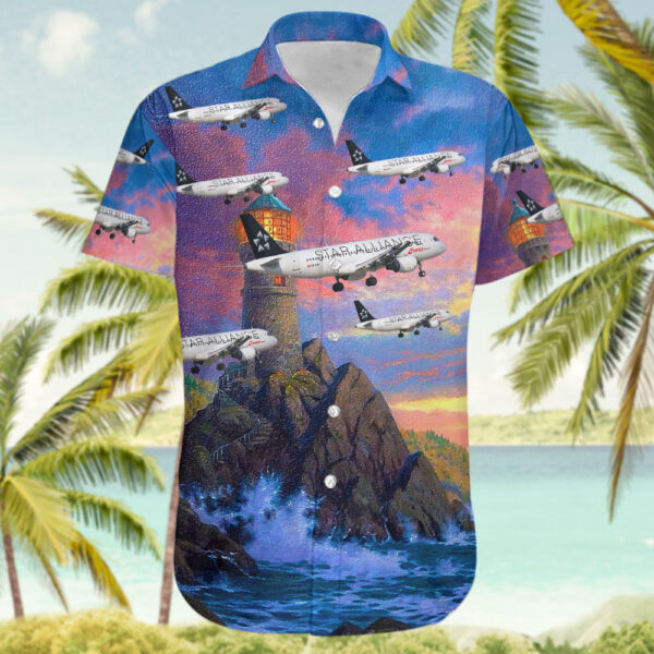 Airbus A320-214 Swiss Hawaiian Shirt Airbus A320-214 Swiss Hawaiian Shirt