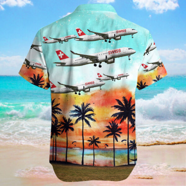 Airbus A220-371 Swiss Hawaiian Shirt Airbus A220-371 Swiss Hawaiian Shirt