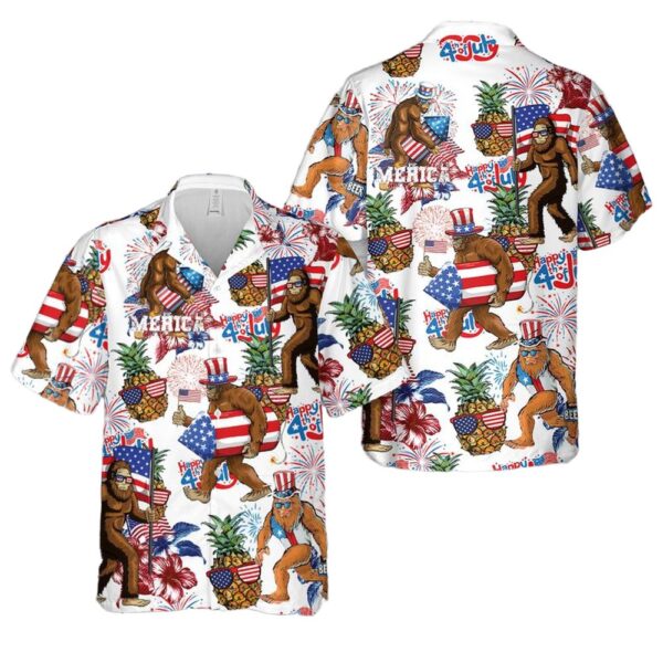 Bigfoot 4th of July Aloha Hawaiian Shirt