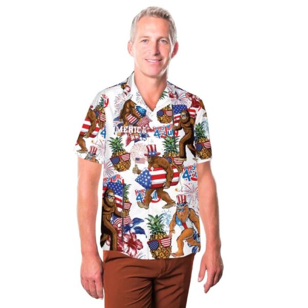Bigfoot 4th of July Aloha Hawaiian Shirt