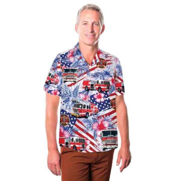 Fire Trucks 4th Of July Hawaiian Shirt Man Fire Trucks 4th Of July Hawaiian Shirt Man