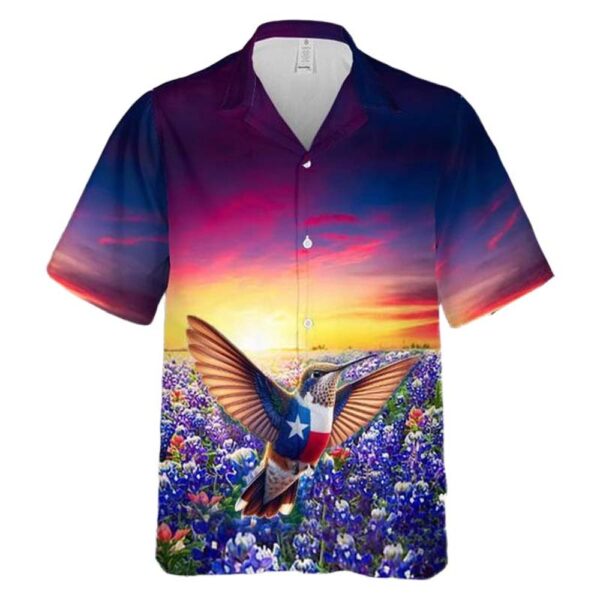 Texas Hummingbird and Flag Bluebonnet Hawaiian Shirt Outfit Texas Hummingbird and Flag Bluebonnet Hawaiian Shirt Outfit