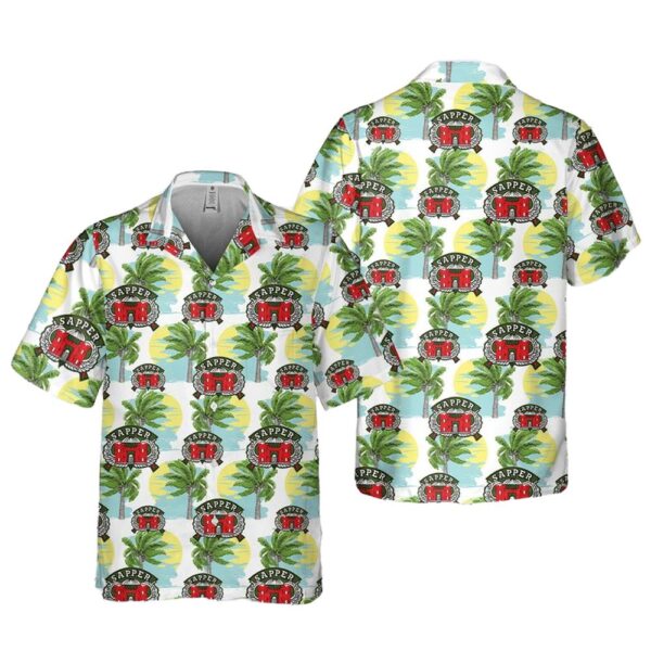US Army Engineer Combat Sapper Airborne Wings Badge Pocket Button Up Hawaiian Shirt US Army Engineer Combat Sapper Airborne Wings Badge Pocket Button Up Hawaiian Shirt
