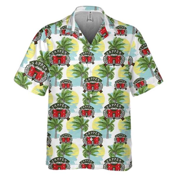 US Army Engineer Combat Sapper Airborne Wings Badge Pocket Button Up Hawaiian Shirt US Army Engineer Combat Sapper Airborne Wings Badge Pocket Button Up Hawaiian Shirt