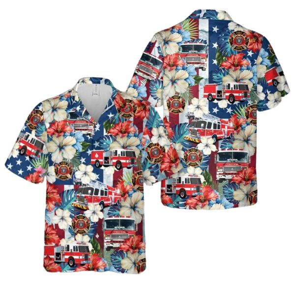 Fire Trucks 4th Of July Hawaiian Shirt Outfit Fire Trucks 4th Of July Hawaiian Shirt Outfit