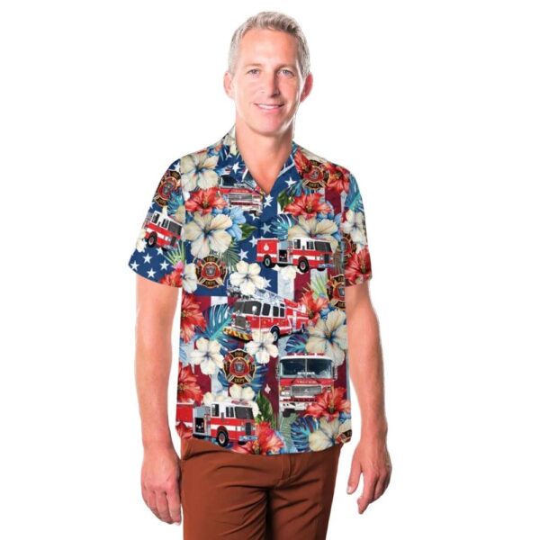 Fire Trucks 4th Of July Hawaiian Shirt Outfit Fire Trucks 4th Of July Hawaiian Shirt Outfit