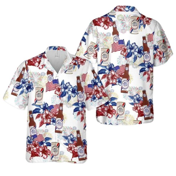 Red White & Blue Beer 4th Of July Hawaiian Shirt For Men And Women Red White & Blue Beer 4th Of July Hawaiian Shirt For Men And Women