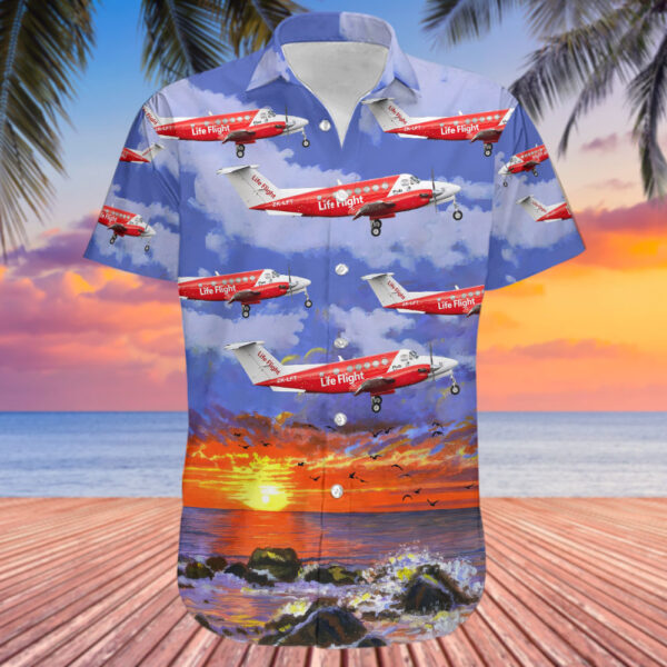 Beechcraft 200C King Air Life Flight Hawaiian Shirt Beechcraft 200C King Air Life Flight Hawaiian Shirt
