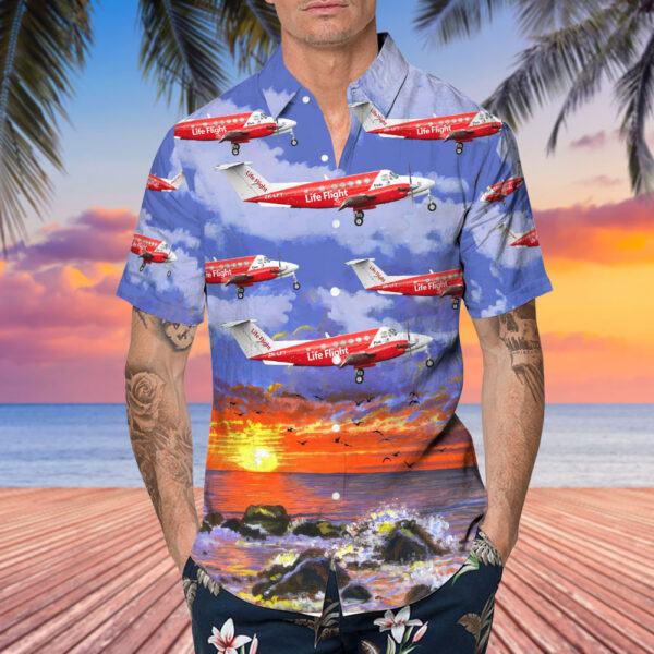 Beechcraft 200C King Air Life Flight Hawaiian Shirt Beechcraft 200C King Air Life Flight Hawaiian Shirt