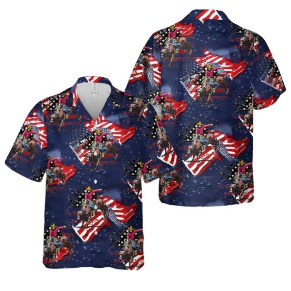 American Bull Riding 4th Of July Aloha Hawaiian Shirt American Bull Riding 4th Of July Aloha Hawaiian Shirt