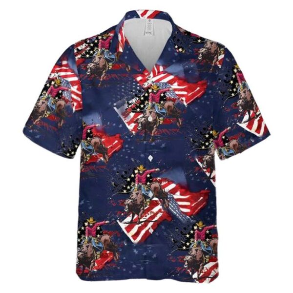 American Bull Riding 4th Of July Aloha Hawaiian Shirt American Bull Riding 4th Of July Aloha Hawaiian Shirt