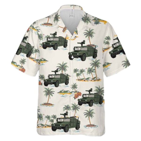 Humvee Military M1046 TOW Missile Button Up Hawaiian Shirt Humvee Military M1046 TOW Missile Button Up Hawaiian Shirt