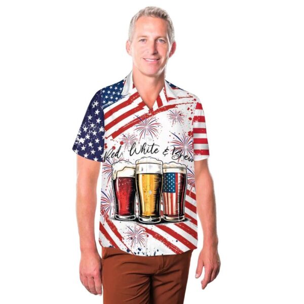 Red White and Brew 4th Of July Hawaiian Shirt Cheap