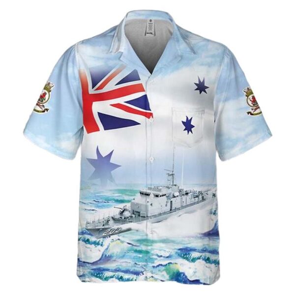 Royal Australian Navy HMAS Fremantle (FCPB 203) Fremantle-class patrol boat Australian White Ensign Pocket Aloha Hawaiian Shirt Royal Australian Navy HMAS Fremantle (FCPB 203) Fremantle-class patrol boat Australian White Ensign Pocket Aloha Hawaiian Shirt