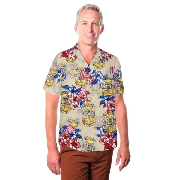 US Navy E-9 Master Chief Petty Officers Anchor 4th Of July Aloha Hawaiian Shirt US Navy E-9 Master Chief Petty Officers Anchor 4th Of July Aloha Hawaiian Shirt