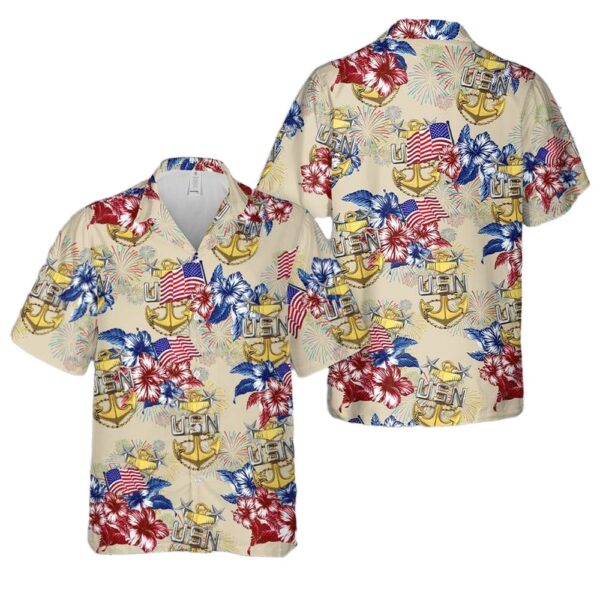 US Navy E-9 Master Chief Petty Officers Anchor 4th Of July Aloha Hawaiian Shirt US Navy E-9 Master Chief Petty Officers Anchor 4th Of July Aloha Hawaiian Shirt