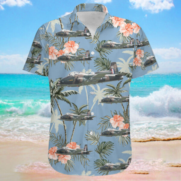 British Aircraft Corporation BAC 167 Strikemaster New Zealand Royal New Zealand Air Force (RNZAF) Hawaiian Shirt British Aircraft Corporation BAC 167 Strikemaster New Zealand Royal New Zealand Air Force (RNZAF) Hawaiian Shirt