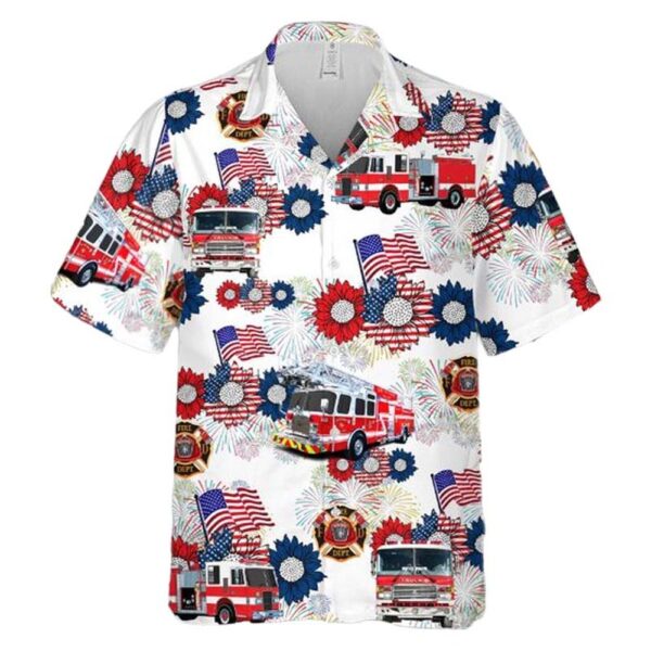 Firefighter Fire Trucks 4th Of July Hawaiian Shirt Outfit Firefighter Fire Trucks 4th Of July Hawaiian Shirt Outfit