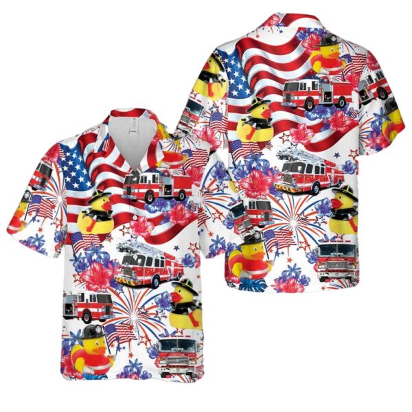 Firefighter Fireman Duck 4th Of July Hawaiian Shirt Man Firefighter Fireman Duck 4th Of July Hawaiian Shirt Man