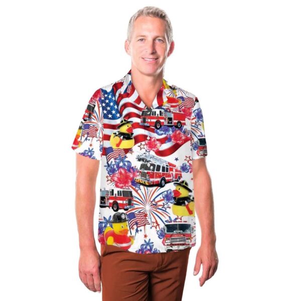 Firefighter Fireman Duck 4th Of July Hawaiian Shirt Man Firefighter Fireman Duck 4th Of July Hawaiian Shirt Man
