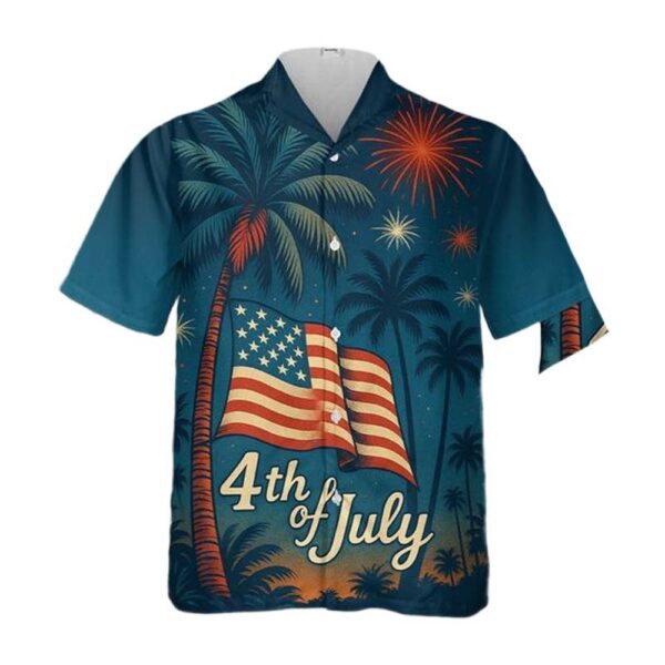 Patriotic 4th of July Tropical Palm Tree And Firework Hawaiian Shirt Outfit Patriotic 4th of July Tropical Palm Tree And Firework Hawaiian Shirt Outfit