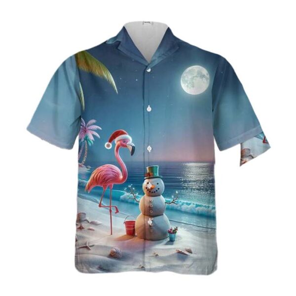 Tropical Christmas With Flamingo And Sand Snowman Aloha Hawaiian Shirt Tropical Christmas With Flamingo And Sand Snowman Aloha Hawaiian Shirt