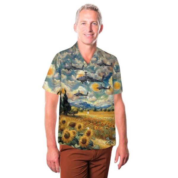 UK Army Air Corps Westland WAH-64D Apache Longbow Pocket Button Up Hawaiian Shirt UK Army Air Corps Westland WAH-64D Apache Longbow Pocket Button Up Hawaiian Shirt