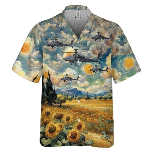 UK Army Air Corps Westland WAH-64D Apache Longbow Pocket Button Up Hawaiian Shirt UK Army Air Corps Westland WAH-64D Apache Longbow Pocket Button Up Hawaiian Shirt