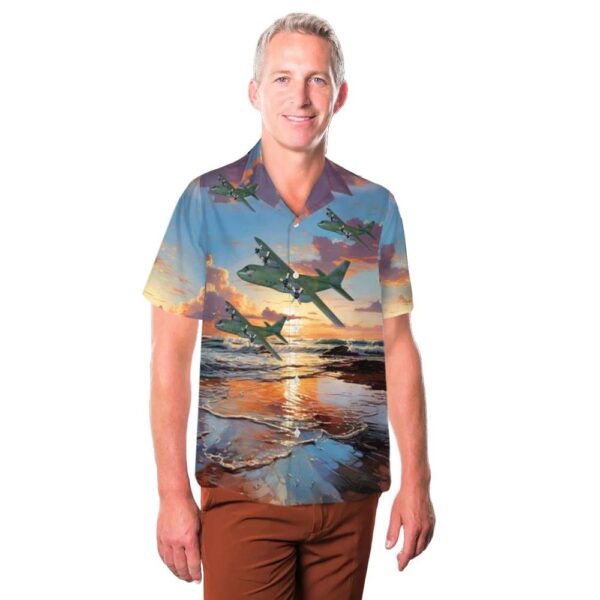 US Air Force Lockheed C-130 Hercules Euro-Lizard camo scheme Aloha Hawaiian Shirt US Air Force Lockheed C-130 Hercules Euro-Lizard camo scheme Aloha Hawaiian Shirt