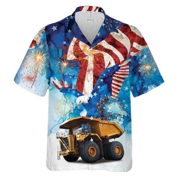 Caterpillar 798 AC Mining Dump Truck 4th Of July Cheap Hawaiian Shirt