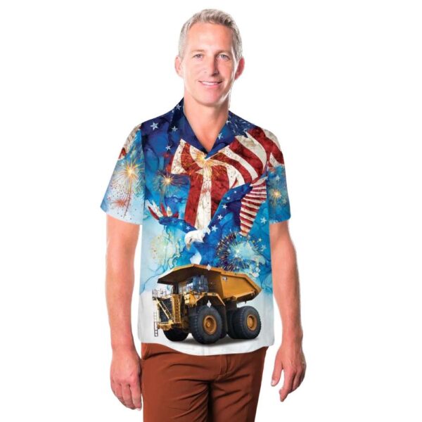 Caterpillar 798 AC Mining Dump Truck 4th Of July Cheap Hawaiian Shirt