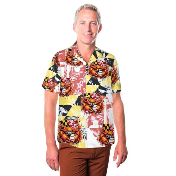 Maryland Crab Orange Crab & Baseball Maryland Flag Button Up Hawaiian Shirt Maryland Crab Orange Crab & Baseball Maryland Flag Button Up Hawaiian Shirt